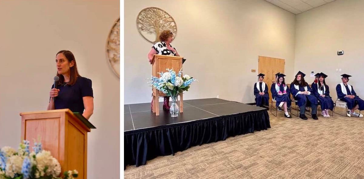 Left: Catherine Freeman, West Sound Academy Head of School; Right: Lisa Gsellman, Commencement speaker