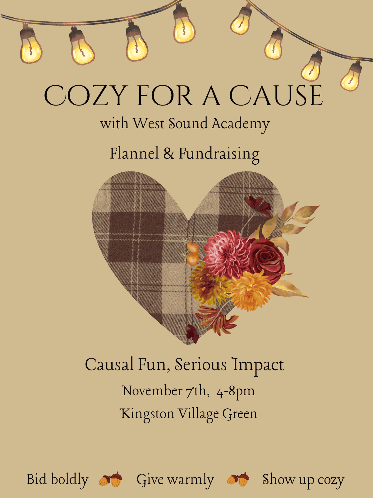 Cozy for a Cause: Flannel & Fundraising Auction on November 7, 2026, at Village Green in Kingston