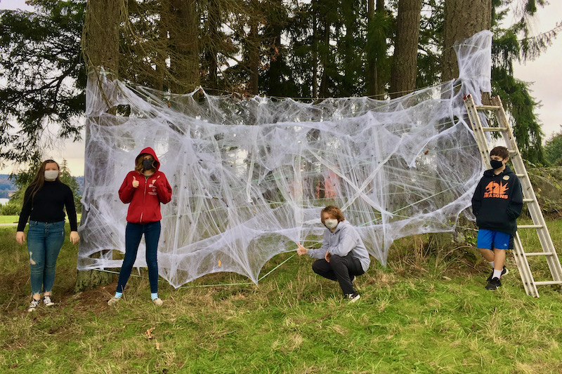 Giant spider web for the WSA Haunted Trail, October 2020