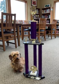 Back at WSA: Lily and the giant trophy