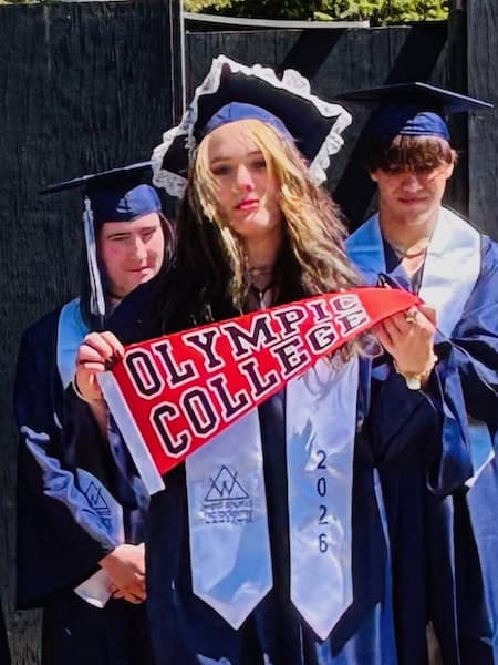 Emmy Bandy and her college pennant - May 27, 2026