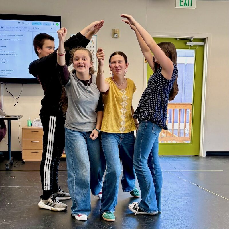 Middle School students in creative movement class